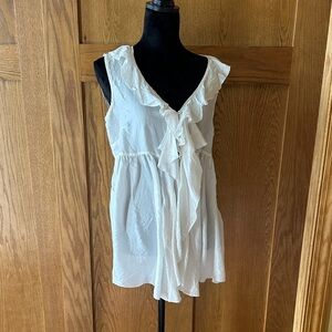CAbi Cream Ruffle Front Sleeveless Blouse